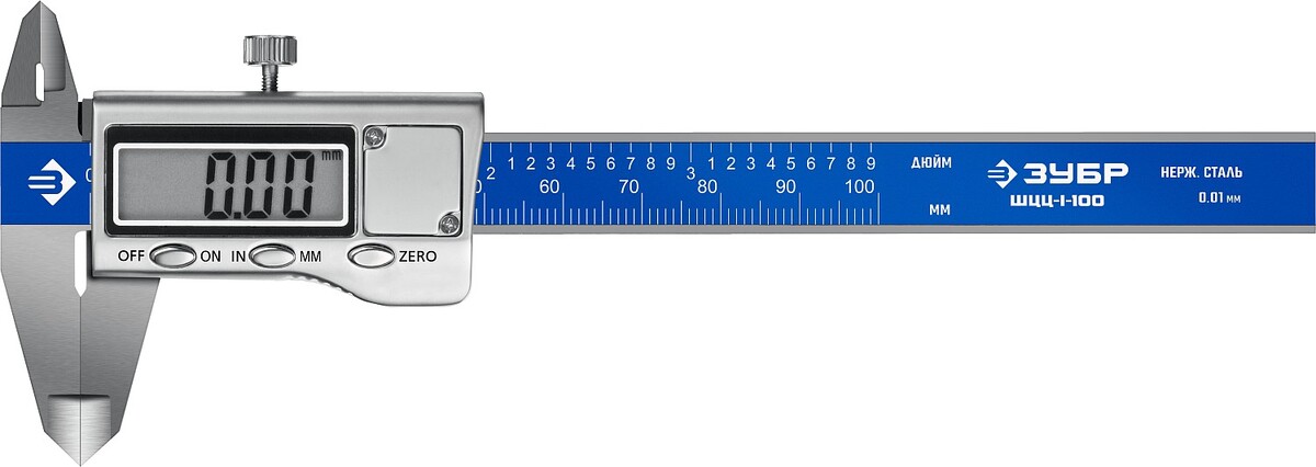 ЗУБР ШЦЦ-I-100-0.01, 100 мм, электронный штангенциркуль, Профессионал (34463-100) — Фото 1